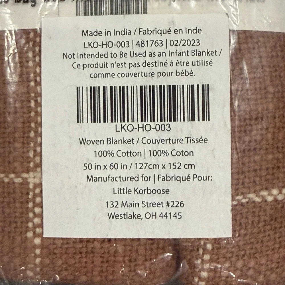 Little Korboose‎ by April Nemeth Woven Cotton Throw Blanket 50x60 FabFitFun